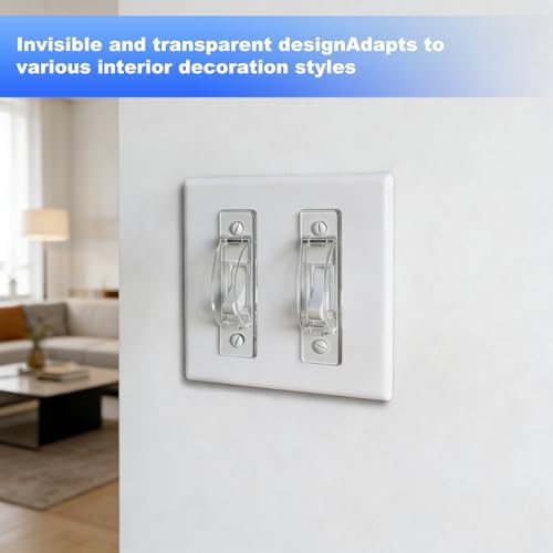 Side profile of clear plastic light switch protector