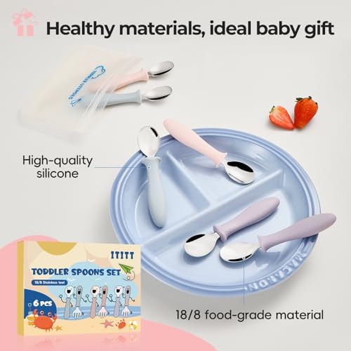 Ergonomic non slip grip of the VITEVER premium toddler spoon pack