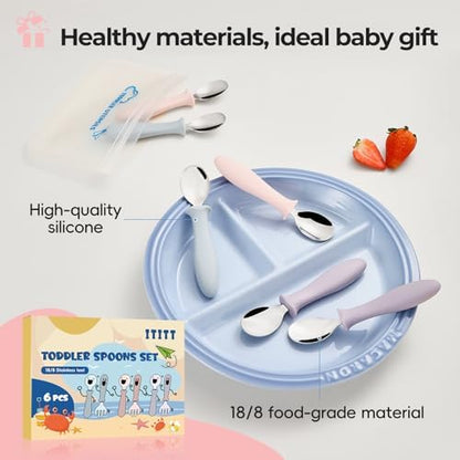 Ergonomic non slip grip of the VITEVER premium toddler spoon pack