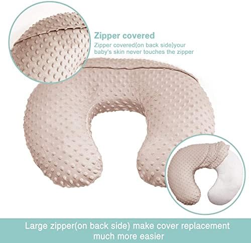 Back view of rainbow bear nursing pillow slipcover showing hidden zipper
