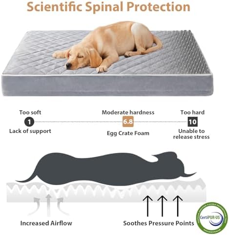 WNPETHOME Orthopedic Waterproof Extra Large Dogs Bed with Removable Washable Cover, Multi-Needle Quilting XL Crate Bed for Large Sized Dog, Light Grey - Image 4