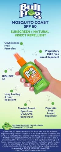 Bullfrog 2-in-1 insect repellent and sunscreen spray application