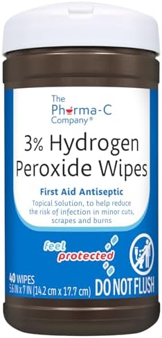 Six canisters of Pharma-C hydrogen peroxide wipes for wound cleaning