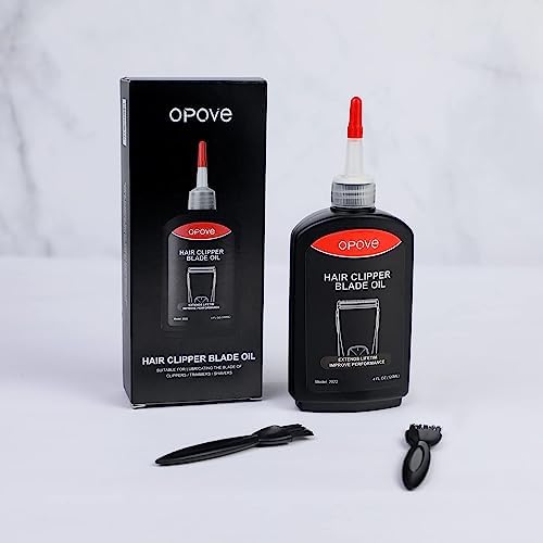 Opove premium hair clipper maintenance kit showcasing the non greasy lubricating formula bottle