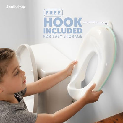 Jool Baby toddler toilet ring with non-slip base showing splash guard