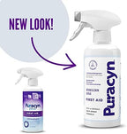 Puracyn Plus 16 fluid ounce professional formula skin irrigation spray packaging details.