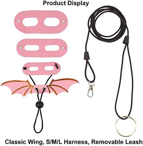 Removable nylon leash attached to pink leather reptile harness