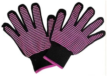 Close up view of the anti slip thermal styling glove detailing the protective silicone nodules and ribbed wrist cuff