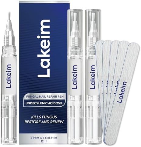 Three antifungal liquid pens with five nail files included in the Lakeim repair kit