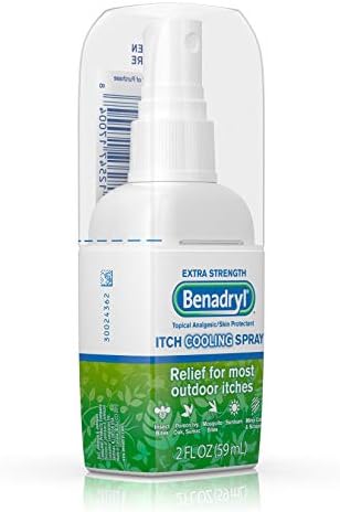 Benadryl Itch Relief Spray two ounce bottle back label details