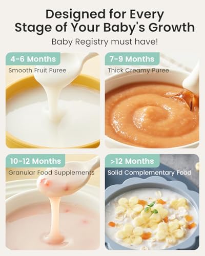 Compact 4 in 1 automatic baby food processor highlighting the one handed control dial layout.