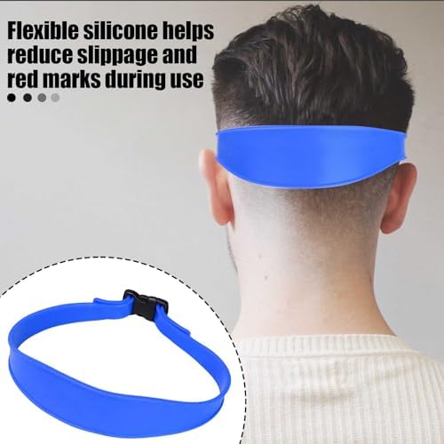 DIY self haircut guide template positioned on a male neckline