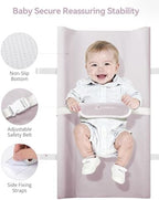 Side angle showing the high-density cushioned foam and raised anti-roll sides of the Comomy baby pad.