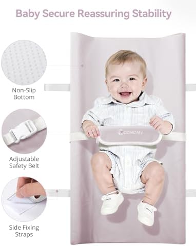 Side angle showing the high-density cushioned foam and raised anti-roll sides of the Comomy baby pad.