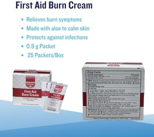 Water Jel burn cream packets with Lidocaine and Aloe Vera for pain relief