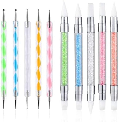 Fulinjoy 10 piece nail art sculpture pen and dotting tool kit front view