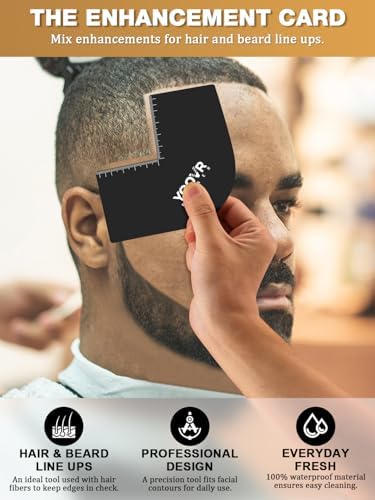 YOOVR hair cutting guide tool showing the built-in measurement indicators for symmetrical beard alignment.
