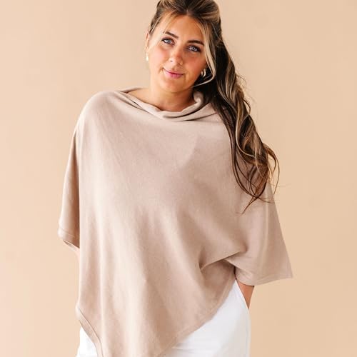 MakeMake Organics organic cotton nursing poncho draped on a model