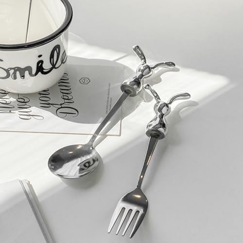 Ergonomic bunny handles on durable stainless steel utensils