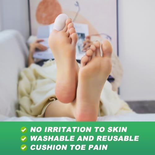 Breathable silicone toe caps with ventilation holes for friction relief.