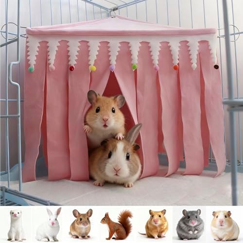 Guinea Pig Hideout,Pets Forest Cage Corner Hideout,Cage Accessories for Guinea Pig, Bunny, Chinchilla, Hamster, Rabbit and Other Small Pets, No Metal Fences (Pink,Medium) - Image 6