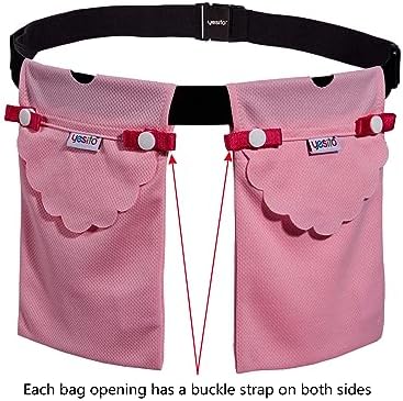 Two individual pockets on the mastectomy pouch holding surgical drainage bottles safely