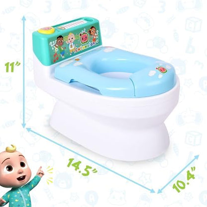 Side view of the imported CoComelon transition potty seat showing secure side handles
