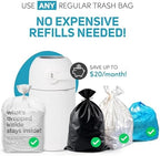 L.A. Baby Magic Diaper Pail with standard trash bag compatibility demonstration