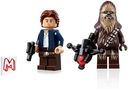 Detailed view of the Chewbacca minifigure holding his signature crossbow bowcaster.