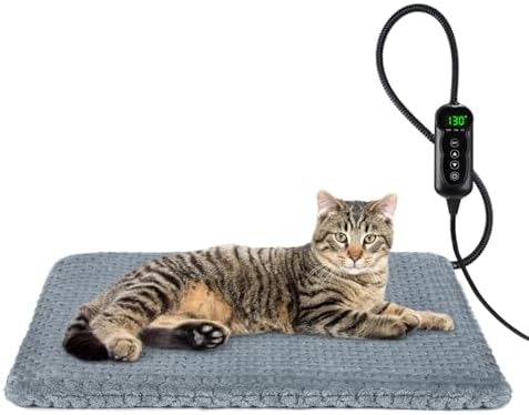 INVENHO Heated Cat Bed, Waterproof Adjustable Temperature Dog Cat Heating Pad with Timer, Indoor Pet Heating Pad for Cats Dogs Electric Pads for Dogs Cats, Pet Heated Pad (S: 18" x 16") - Image 2