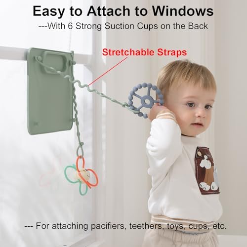 Close up of food grade silicone baby mat with six integrated suction cups
