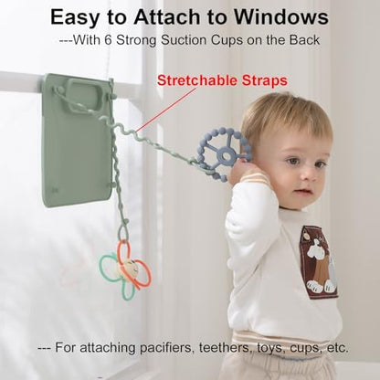 Close up of food grade silicone baby mat with six integrated suction cups