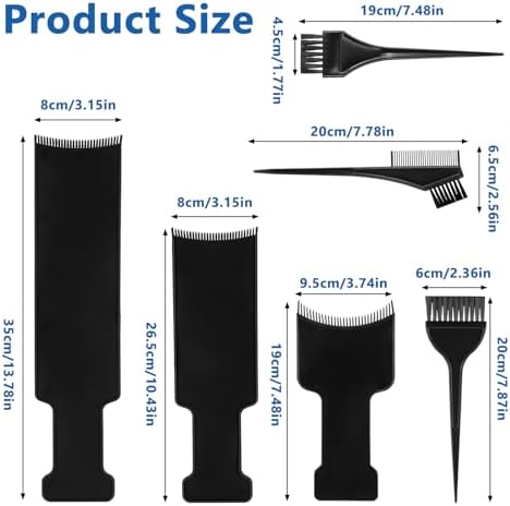 Six piece plastic highlighting board and brush set for DIY salon hair