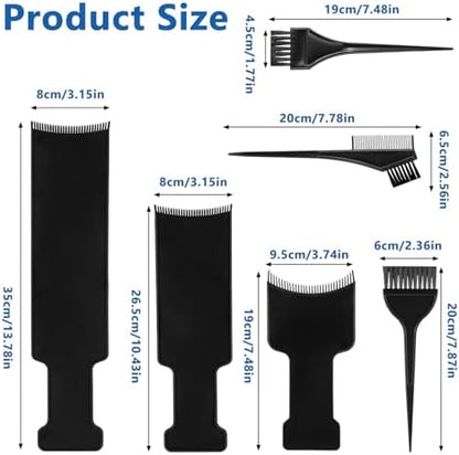 Six piece plastic highlighting board and brush set for DIY salon hair