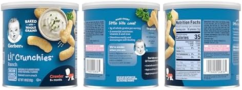 Gerber Lil' Crunchies variety pack individual canister labels