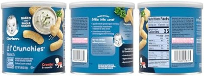 Gerber Lil' Crunchies variety pack individual canister labels