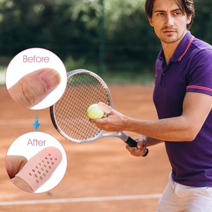 A pack of twenty skin tone silicone finger guards arranged to display the two distinct color tones.