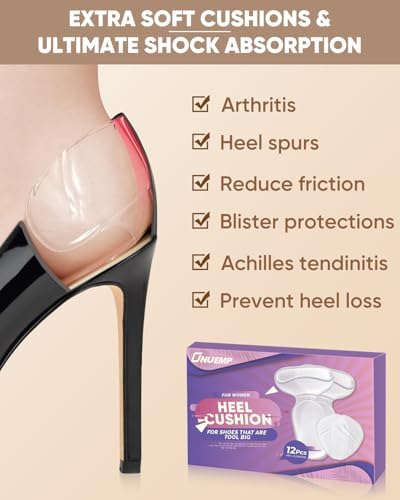 Six pairs of clear gel shoe inserts for women and men in packaging.