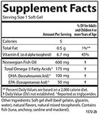 Carlson Kids Chewable DHA nutritional supplement label details