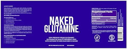 Naked Glutamine packaging highlighting non-GMO and gluten-free labels