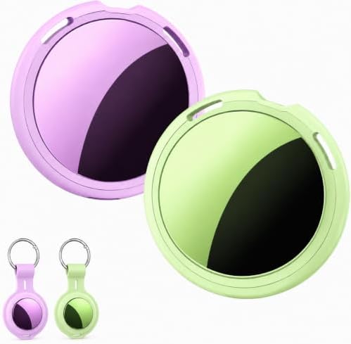 CREASO Bluetooth smart tag enclosed in its purple protective keychain holder attached to travel baggage.