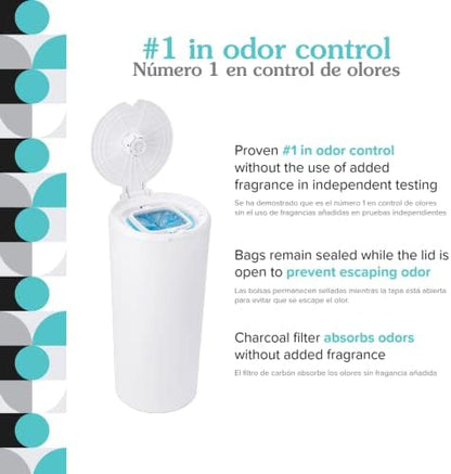 PurePail Classic Diaper Pail showing tap-to-open lid mechanism
