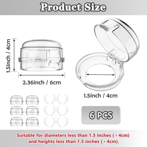 Six piece set of childproof gas stove knob locks