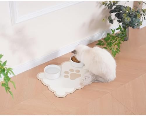 Ralxion Scalloped Dog Feeding Mat absorbing water spill test