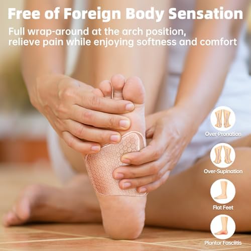 Two different heights of ZAIWOO gel arch pads for customizable flat feet relief.