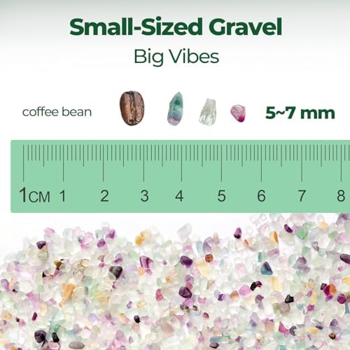 Crystal chips arranged inside a clear glass vase filler