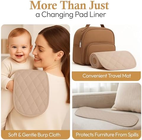 Luzzor 3 pack changing pad liners rolled up for travel use