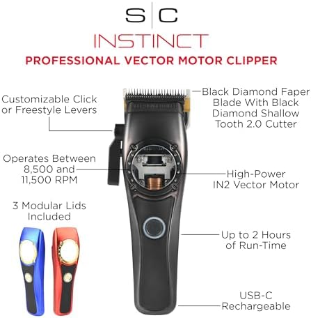 Stylecraft Instinct professional hair clipper placed securely on its premium black charging dock setup.