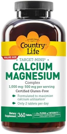 Country Life Target Mins Calcium Magnesium dietary supplement container showing the official ingredients list.