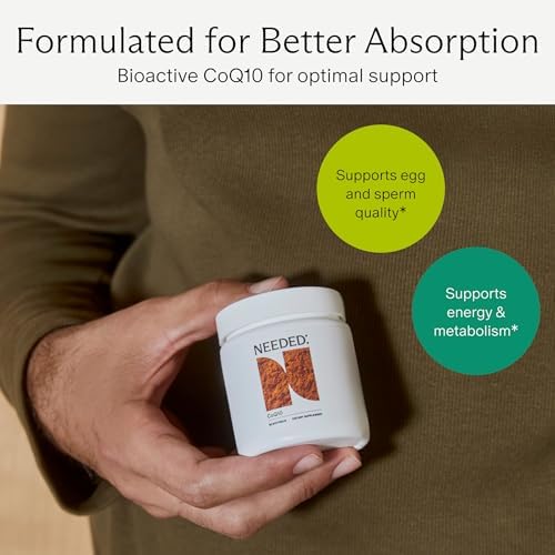 Needed CoQ10 preconception health supplement bottle side profile
